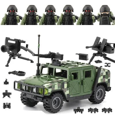 Military Armored Car Building Blocks Solider Figures Gifts Toys Weapons Guns Tank Medical Ambulance Fortress Off-Road Vehicle