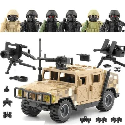 Military Armored Car Building Blocks Solider Figures Gifts Toys Weapons Guns Tank Medical Ambulance Fortress Off-Road Vehicle