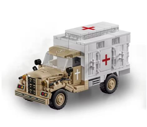 World War 2 WW2 Army Military Soldiers SWAT Ambulance Vehicle Assemble Building Blocks Bricks Children's Toys Gift ﻿