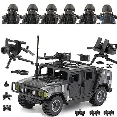 Military Armored Car Building Blocks Solider Figures Gifts Toys Weapons Guns Tank Medical Ambulance Fortress Off-Road Vehicle