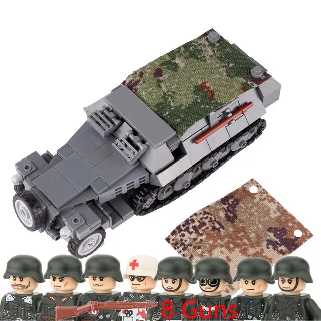 Military Armored Car Building Blocks Solider Figures Gifts Toys Weapons Guns Tank Medical Ambulance Fortress Off-Road Vehicle