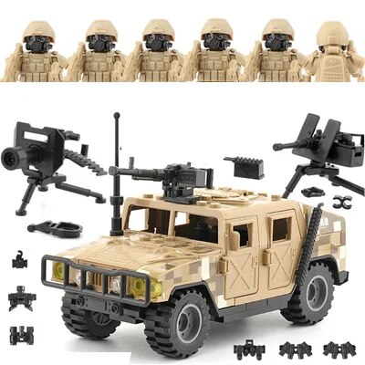 Military Armored Car Building Blocks Solider Figures Gifts Toys Weapons Guns Tank Medical Ambulance Fortress Off-Road Vehicle