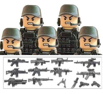 MOC Black SWAT Police Soldiers Building Blocks Camouflage Gun Weapons Helmets Night Vision Scope Tent Vest Troops Bricks Toys
