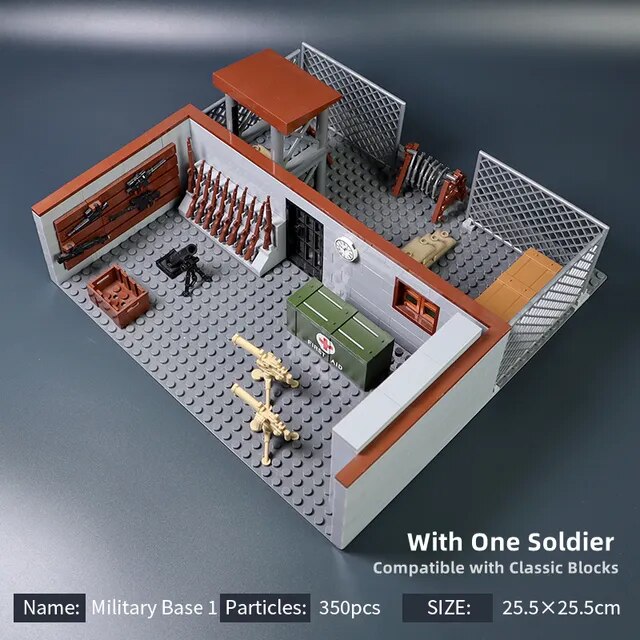 MOC Military Base Building Blocks Weapons House Blocks Toys for Boys Compatible Classic Army Guns Accessories Bricks Kids Toys