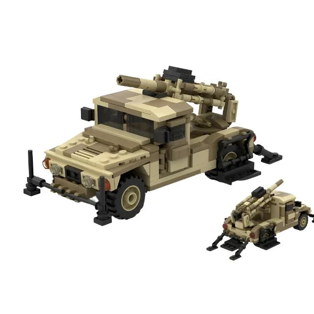 MOC Armored Hummered Car Building Blocks Assault Vehicle Model M1151 WW2 Military Weapons US Soldiers Figures Bricks Kids Toys