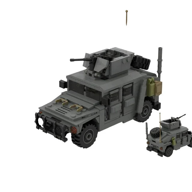 MOC Armored Hummered Car Building Blocks Assault Vehicle Model M1151 WW2 Military Weapons US Soldiers Figures Bricks Kids Toys