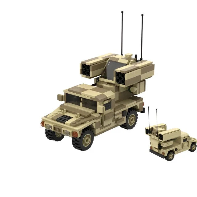 MOC Armored Hummered Car Building Blocks Assault Vehicle Model M1151 WW2 Military Weapons US Soldiers Figures Bricks Kids Toys