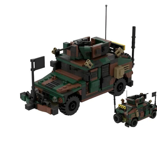 MOC Armored Hummered Car Building Blocks Assault Vehicle Model M1151 WW2 Military Weapons US Soldiers Figures Bricks Kids Toys