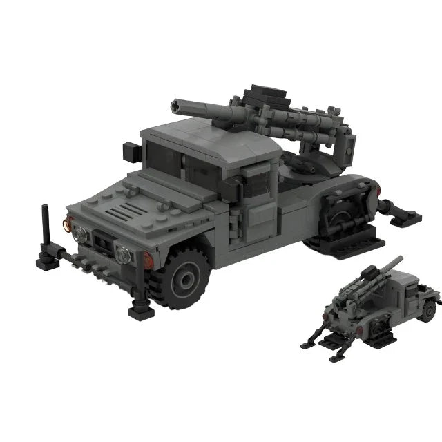 MOC Armored Hummered Car Building Blocks Assault Vehicle Model M1151 WW2 Military Weapons US Soldiers Figures Bricks Kids Toys