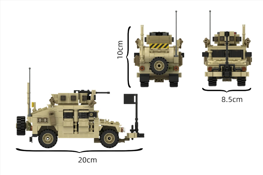 MOC Armored Hummered Car Building Blocks Assault Vehicle Model M1151 WW2 Military Weapons US Soldiers Figures Bricks Kids Toys