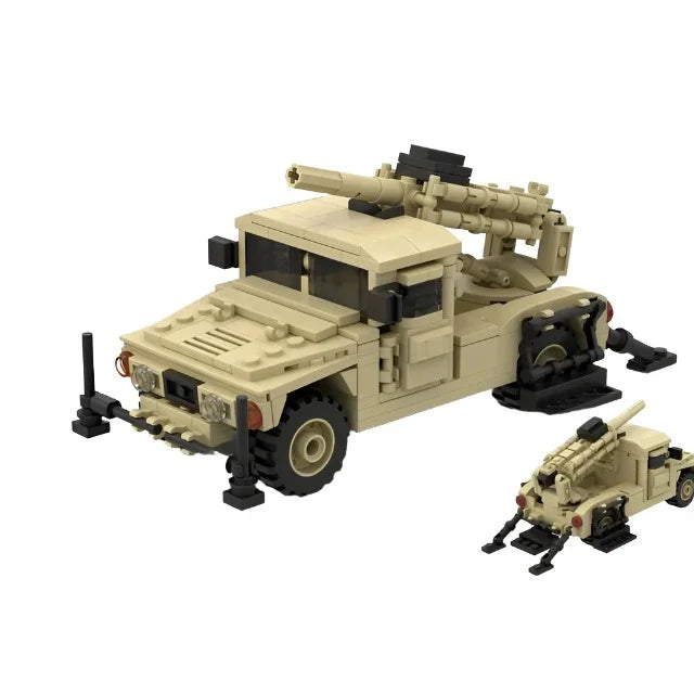 MOC Armored Hummered Car Building Blocks Assault Vehicle Model M1151 WW2 Military Weapons US Soldiers Figures Bricks Kids Toys