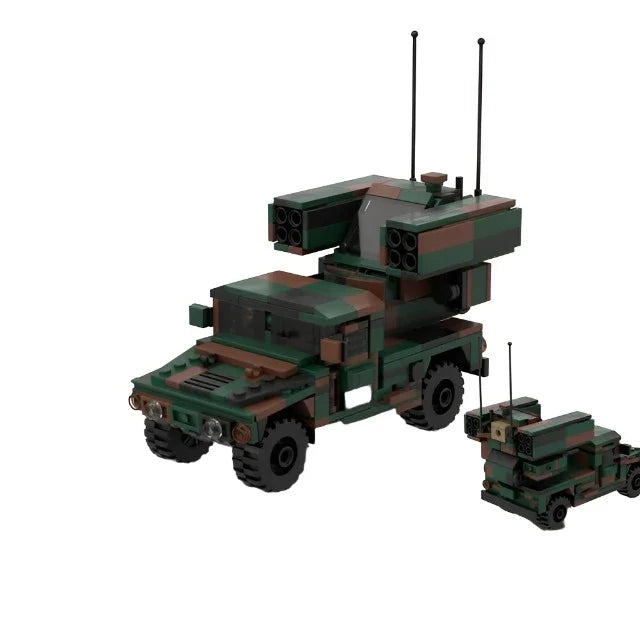 MOC Armored Hummered Car Building Blocks Assault Vehicle Model M1151 WW2 Military Weapons US Soldiers Figures Bricks Kids Toys