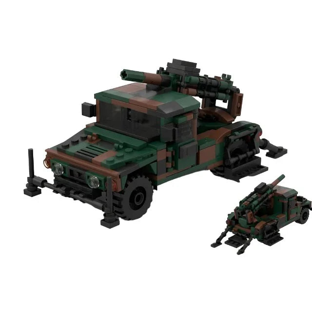 MOC Armored Hummered Car Building Blocks Assault Vehicle Model M1151 WW2 Military Weapons US Soldiers Figures Bricks Kids Toys