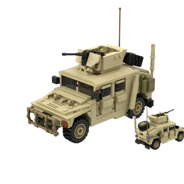 MOC Armored Hummered Car Building Blocks Assault Vehicle Model M1151 WW2 Military Weapons US Soldiers Figures Bricks Kids Toys