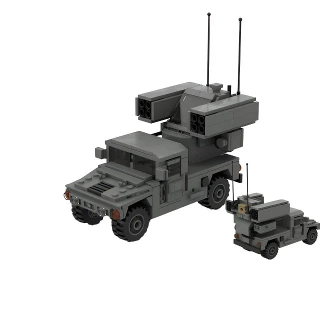 MOC Armored Hummered Car Building Blocks Assault Vehicle Model M1151 WW2 Military Weapons US Soldiers Figures Bricks Kids Toys