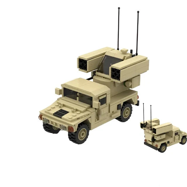 MOC Armored Hummered Car Building Blocks Assault Vehicle Model M1151 WW2 Military Weapons US Soldiers Figures Bricks Kids Toys