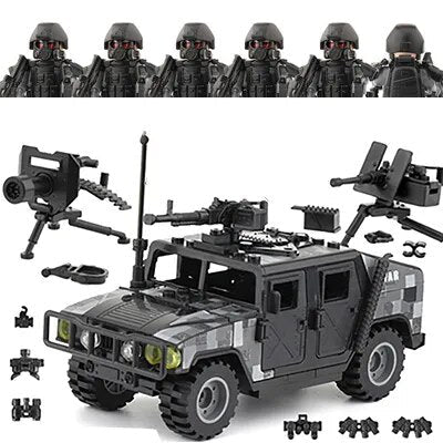 Military Armored Car Building Blocks Solider Figures Gifts Toys Weapons Guns Tank Medical Ambulance Fortress Off-Road Vehicle
