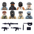 City Accessories MOC Modern Villain Gangster Figures Bazooka Building Block Soldier Mask Helmet Guns Military Weapon Bricks Toys