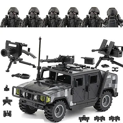 Military Armored Car Building Blocks Solider Figures Gifts Toys Weapons Guns Tank Medical Ambulance Fortress Off-Road Vehicle